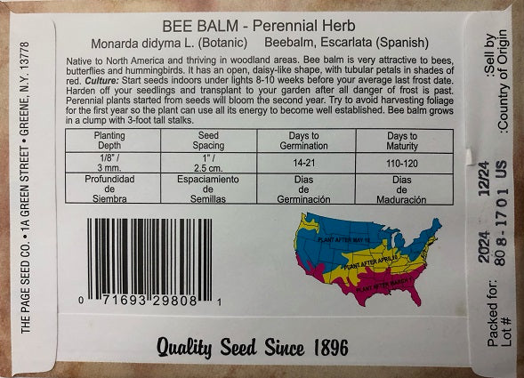 BEE BALM 500MG HEIRLOOM NON GMO