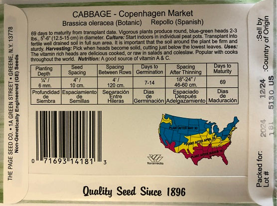 CABBAGE - COPENHAGEN MARKET 2G HEIRLOOM NON GMO