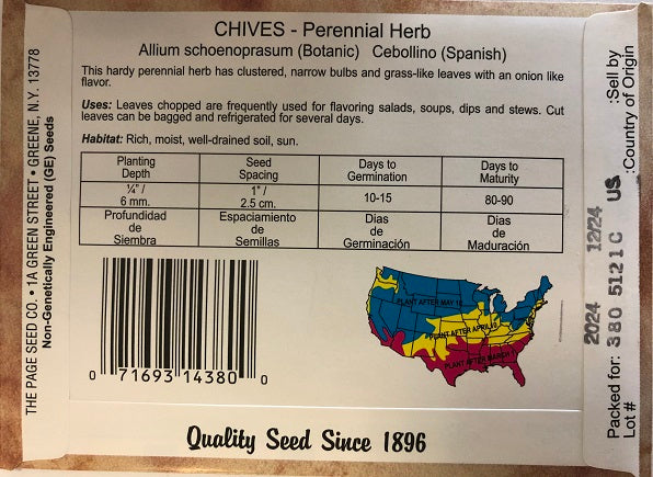 CHIVES 500MG HEIRLOOM NON GMO