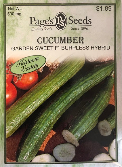CUCUMBER - GARDEN SWEET F1 BURPLESS HYBRID HEIRLOOM NON GMO