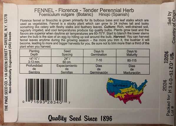 FENNEL - FLORENCE 250MG HEIRLOOM NONGMO