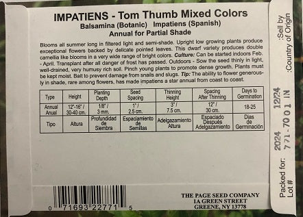 LIBERTY IMPATIENS - TOM THUMB MIX 225MG