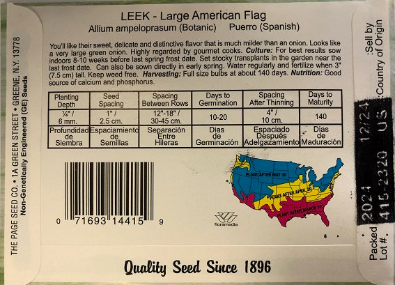 LEEKS - LARGE AMERICAN FLAG 800MG HEIRLOOM NON GMO