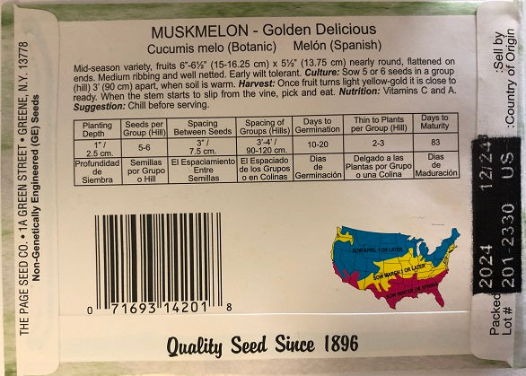 MUSKMELON - GOLDEN DELICIOUS 1.4G HEIRLOOM NON GMO