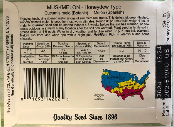 MUSKMELON - HONYDEW TYPE 1.2G HEIRLOOM NON GMO