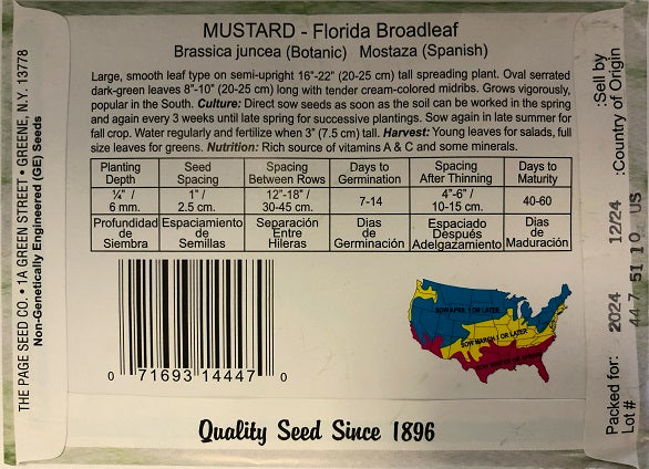 MUSTARD - FLORIDA BROADLEAF 2.5G NON GMO