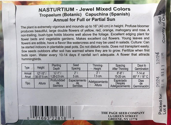 LIBERTY NASTURTIUM - JEWEL MIX 2G