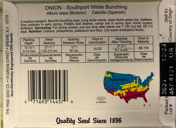 ONION - SOUTHPORT WHITE BUNCHING 2G NON GMO