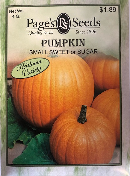PUMPKIN - SMALL SWEET OR SUGAR 4G HEIRLOOM NON GMO