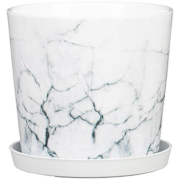 SCHEURICH CERAMIC FLOWER POT SMART W/ SAUCER - 6.25 - COOL MARBLE