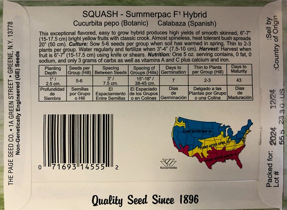 SQUASH - SUMMERPAC F1 HYBRID 1G NON GMO
