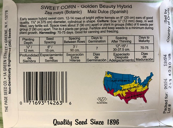 SWEET CORN - GOLDEN BEAUTY 14G HEIRLOOM NON GMO
