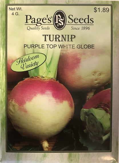 TURNIP - PURPLE TOP WHITE GLOBE 4G HEIRLOOM NON GMO