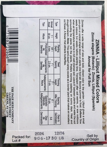 LIBERTY ZINNIA - LILLIPUT MIX 350MG