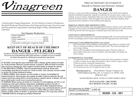 VINAGREEN 20% 1 GAL - ORGANIC