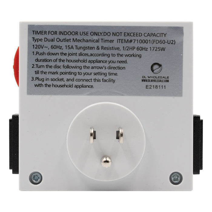 GROW1 120V DUAL OUTLET MECHANICAL TIMER