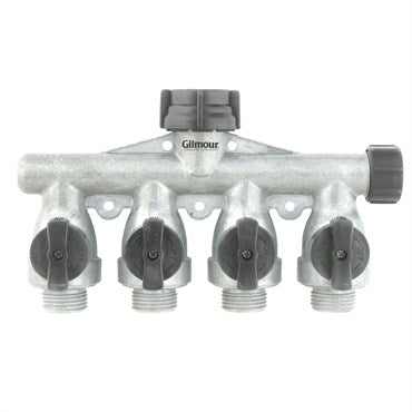 GILMOUR ALUMINUM FULL FLOW 4-WAY SHUT-OFF VALVE