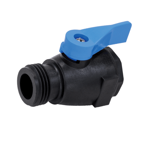 DRAMM SHUT OFF VALVE HEAVY DUTY PLASTIC BLACK / BLUE