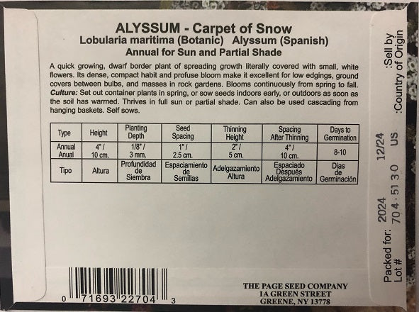 LIBERTY ALYSSUM - CARPET OF SNOW 140 MG