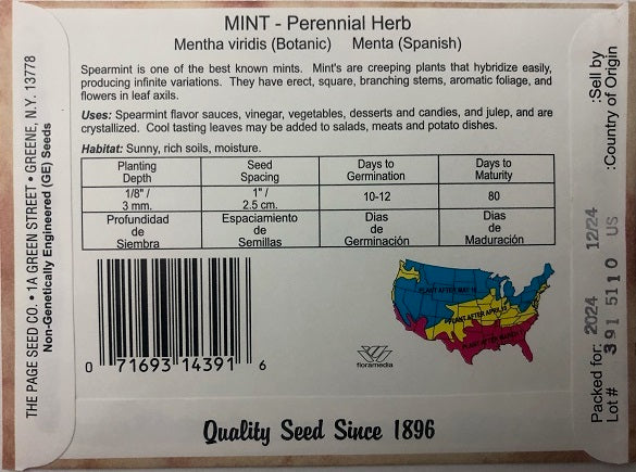 MINT - SPEARMINT 100MG HEIRLOOM NON GMO