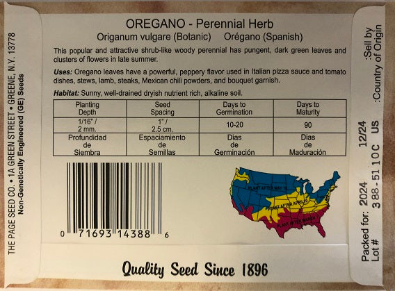 OREGANO 150MG HEIRLOOM NON GMO