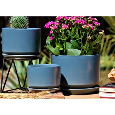 PHG RETRO BOTANICA COMET PLANTER 6 IN - AQUA SATIN