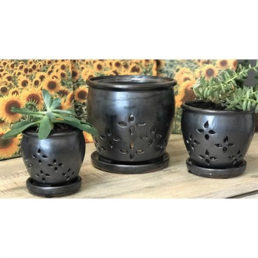 PHG VERANDAH HILO ORCHID POT - 6IN - SILVER
