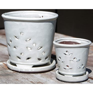 PHG VERANDAH HILO ORCHID POT  - 7.5 IN - WHITE
