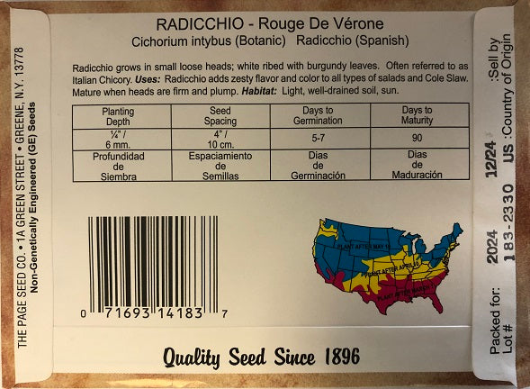 RADICCHIO - ROUGE DE VERONE 750MG HEIRLOOM NON GMO