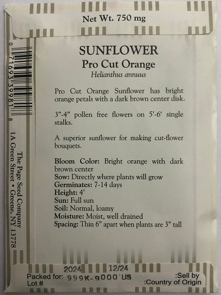 SUNFLOWER - PRO CUT ORANGE 750MG