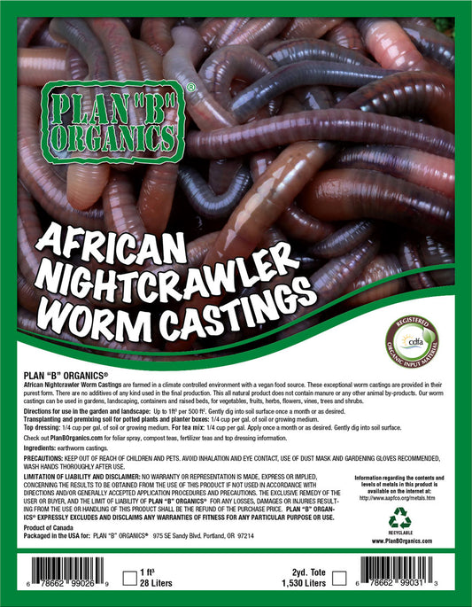 PLAN B ORGANIC AFRICAN NIGHTCRAWLER WORM CASTINGS 1CF